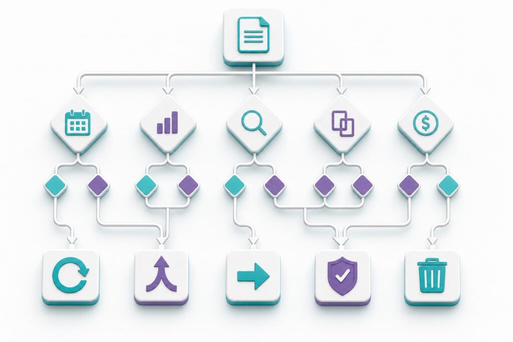 Árbol de decisión para evaluar y actualizar contenido antiguo en WordPress