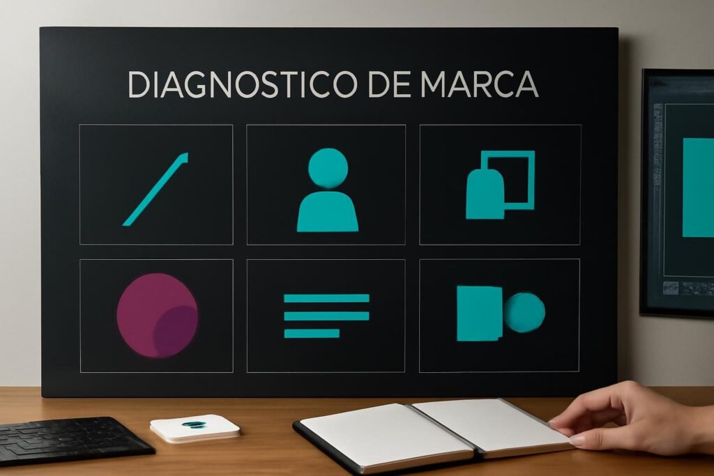 Tablero visual con las áreas clave de una auditoría de marca para PYMES.