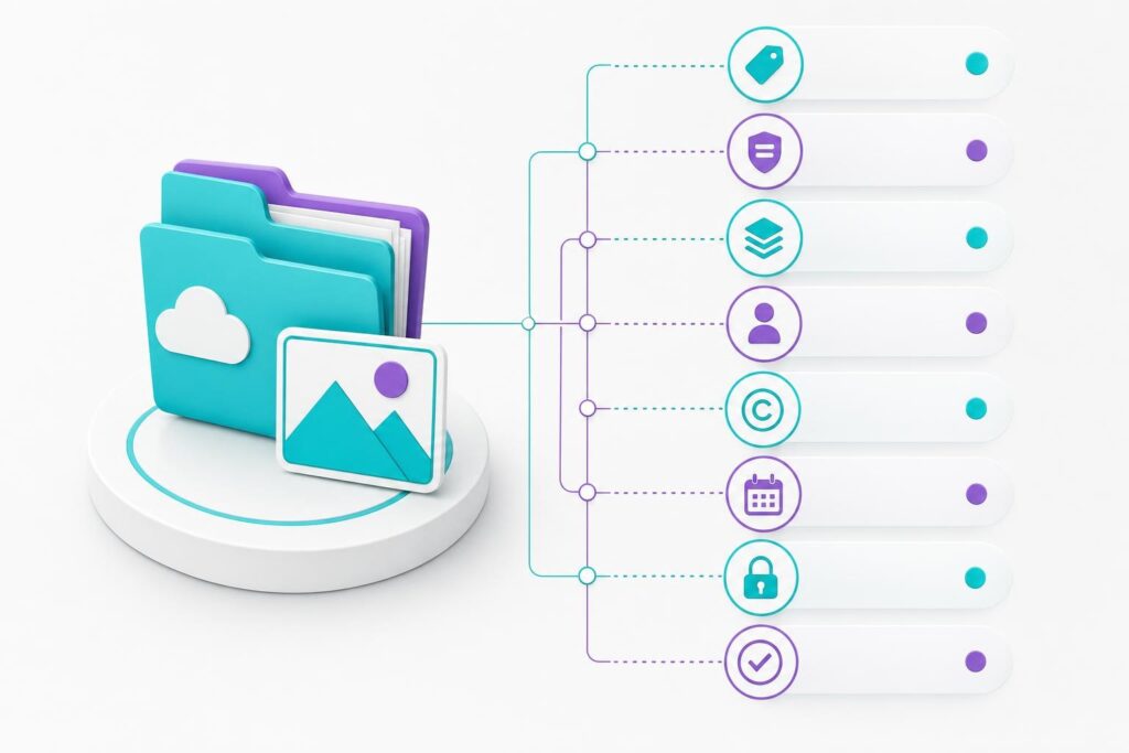 Diagrama del registro de datos y derechos de uso de una imagen